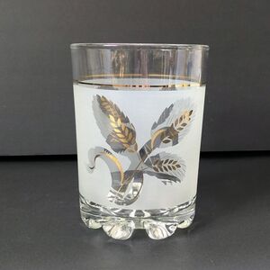 Vintage Italian MCM Covetro Devalbor Frosted Glass Ice Bucket Gold Wheat